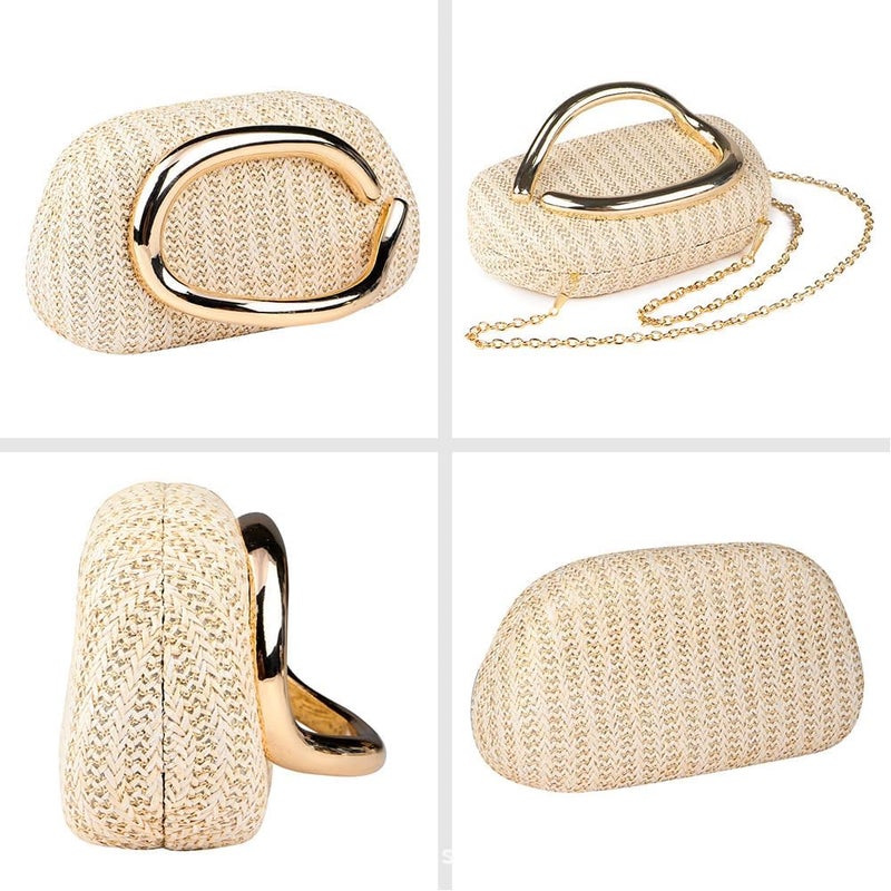 CUXVA Acrylic Clutch Purse for Women Classic Round Acrylic Evening Handbag Vintage Metal Handlebars Bag for Wedding Party Prom - Image 2